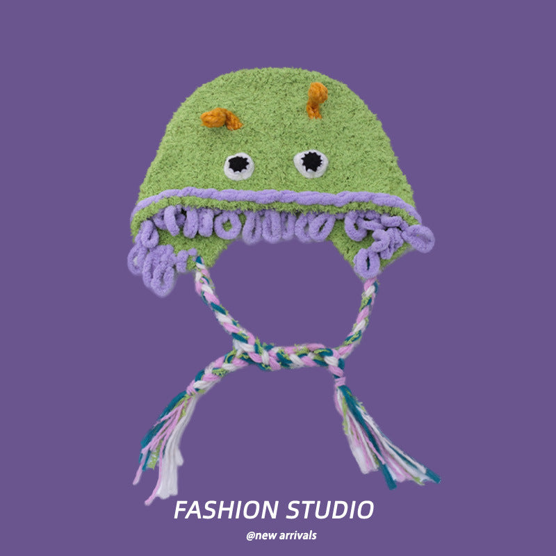 Cartoon Cute Monster Hat Casual Versatile Plush Bonnet