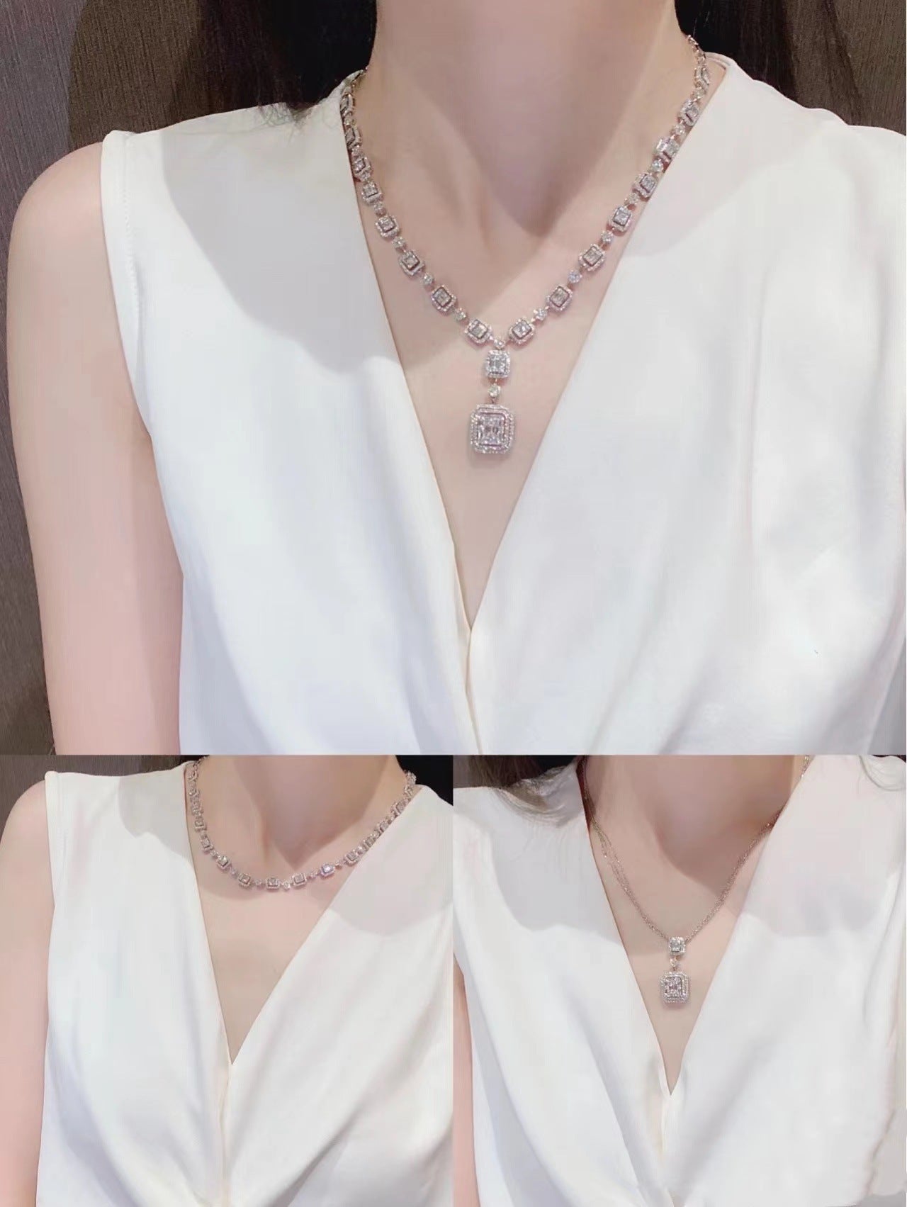 Luxurious And Light Luxury Ice Sugar Diamond Necklace Is Detachable