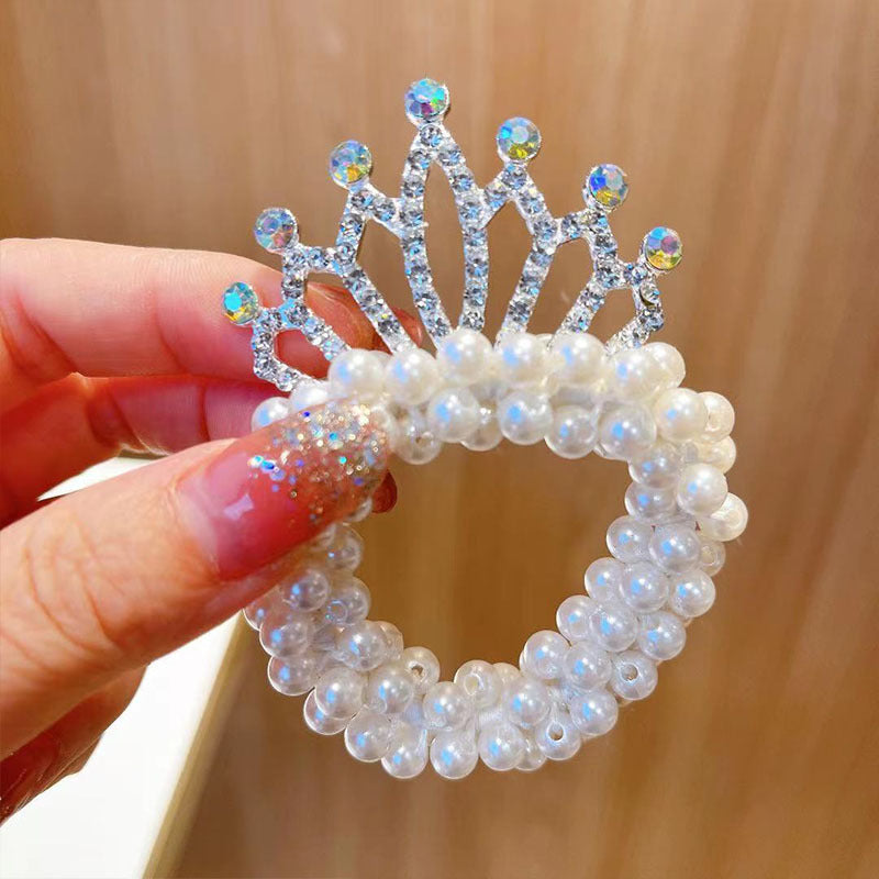 Children's Crown Tiara Princess New Pearl Flower Hair Ring