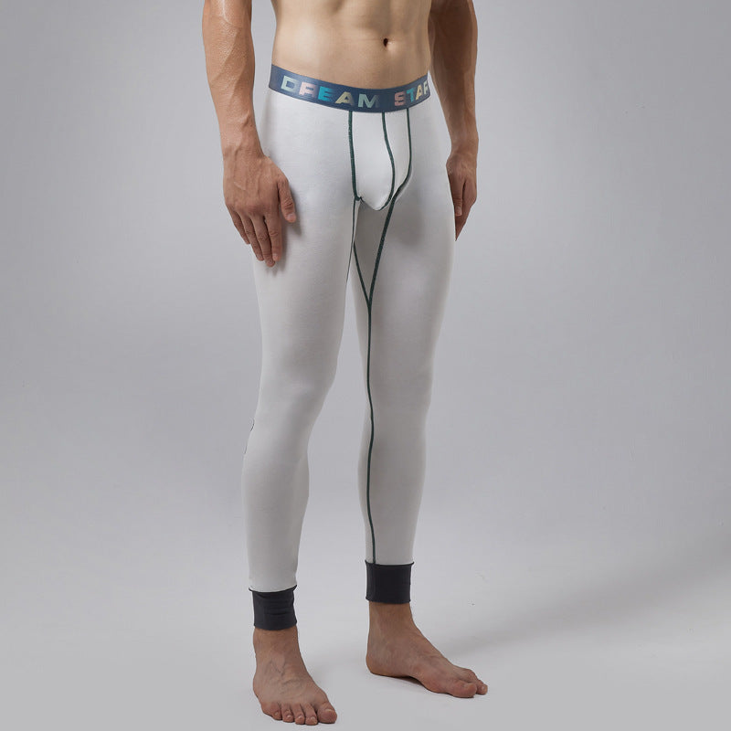 Men's Fall Winter Fashion Cartoon Printing Base Cotton-Woolen Trouser Slim Fit Warm