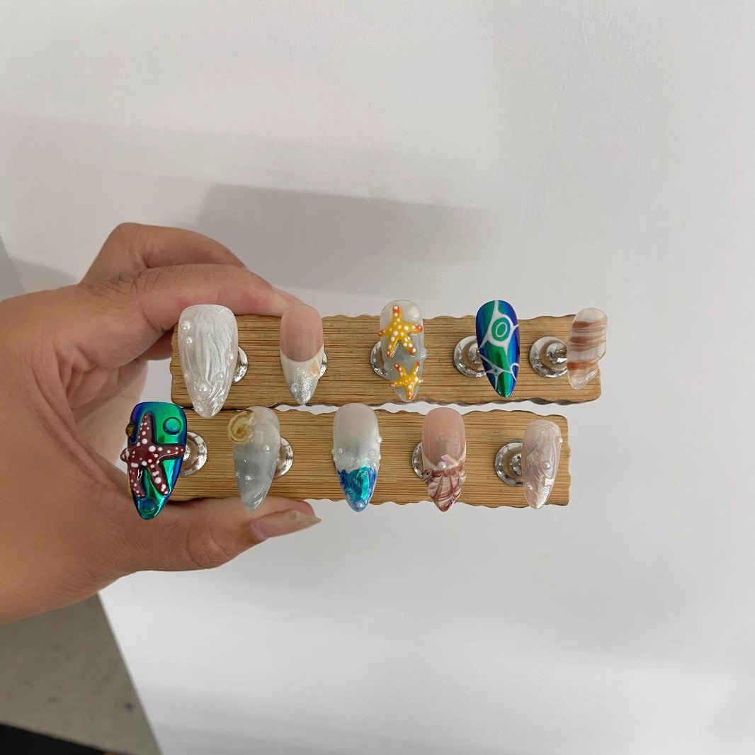 Hand-Painted Happy Underwater World Manicure