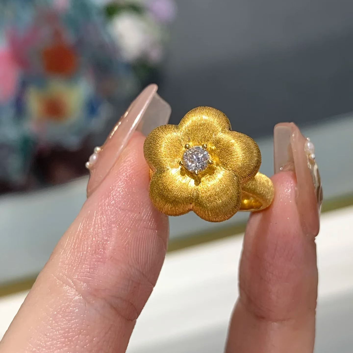 Plum Brushed Zircon Ring New Niche Temperament Entry Lux