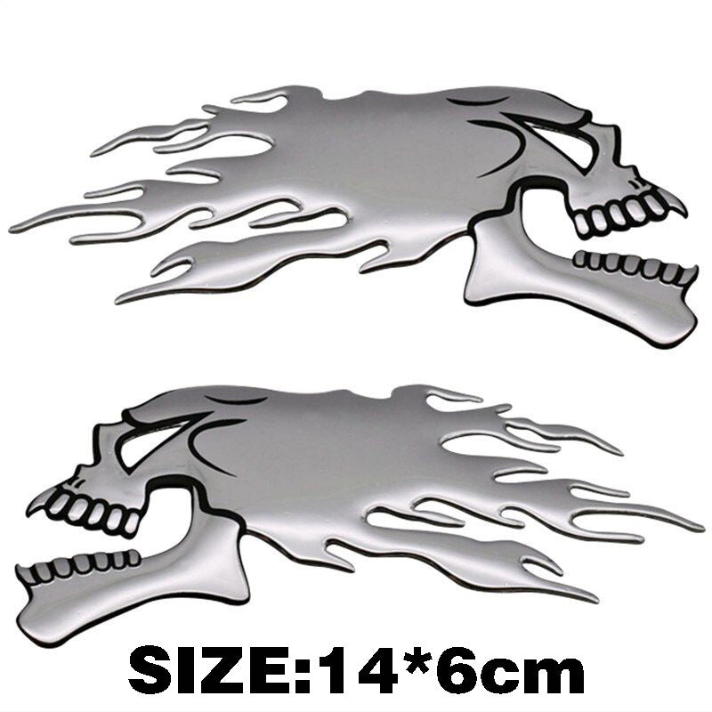 Soft Rubber 3D Flame Skull Bumper Stickers