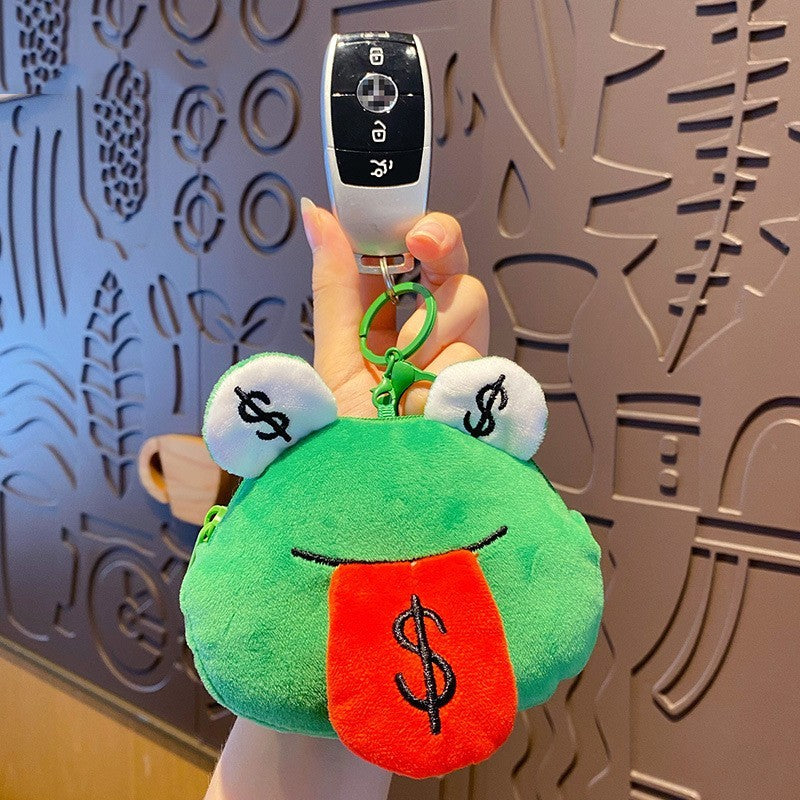 Creative Cartoon Plush Money Frog Coin Purse Keychain