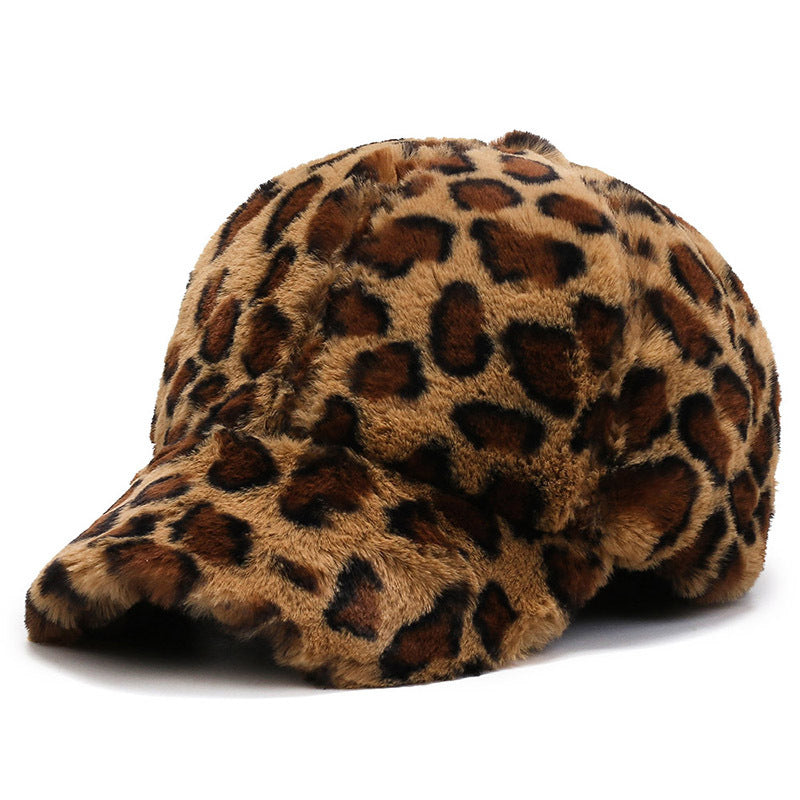 Fashion Leopard Fleece Baseball All-Matching Peaked Cap