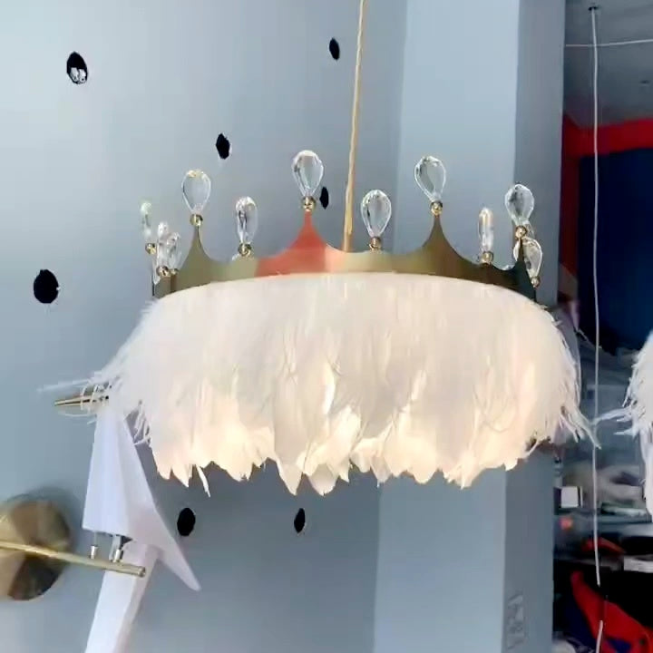 Crown Crystal Feather Bedroom Lamp