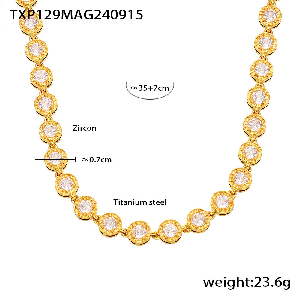 European And American Style Color Zircon Necklace High Sense Graceful And Fashionable