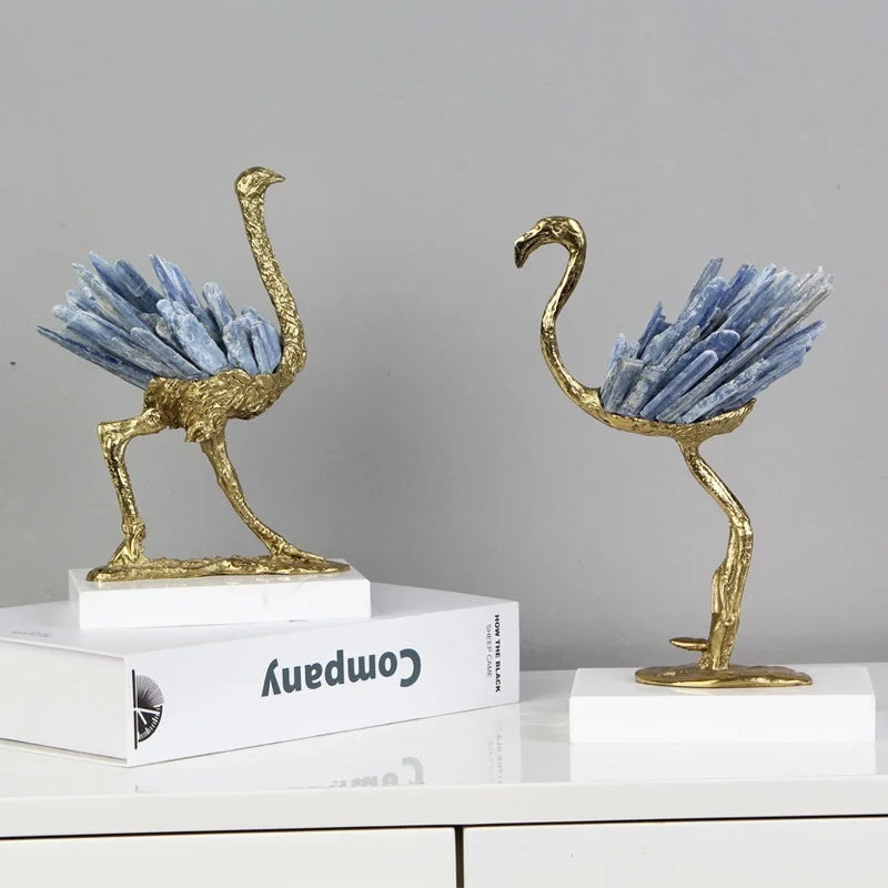 Modern Light Luxury Flamingo Crystal Brass Decoration Living Room