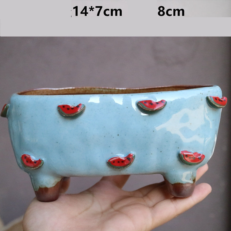 Strawberry Stoneware Succulent Plant Pot