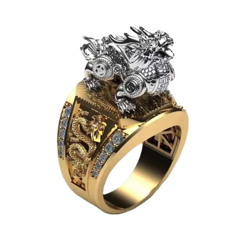 Domineering Pattern KIRIN Carved Pattern Men's Ring