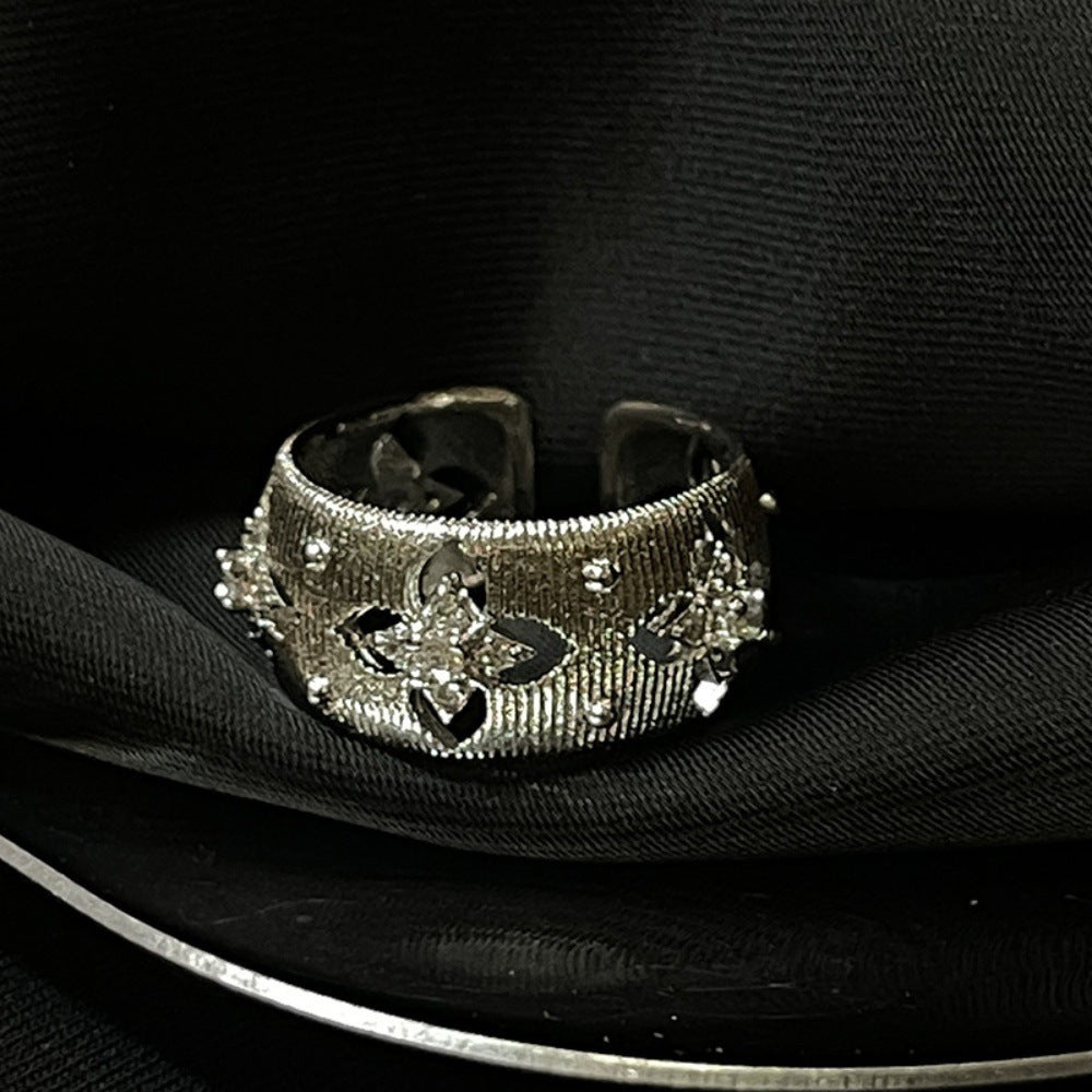 Antique Zircon Brushed Ring Female Retro Minority