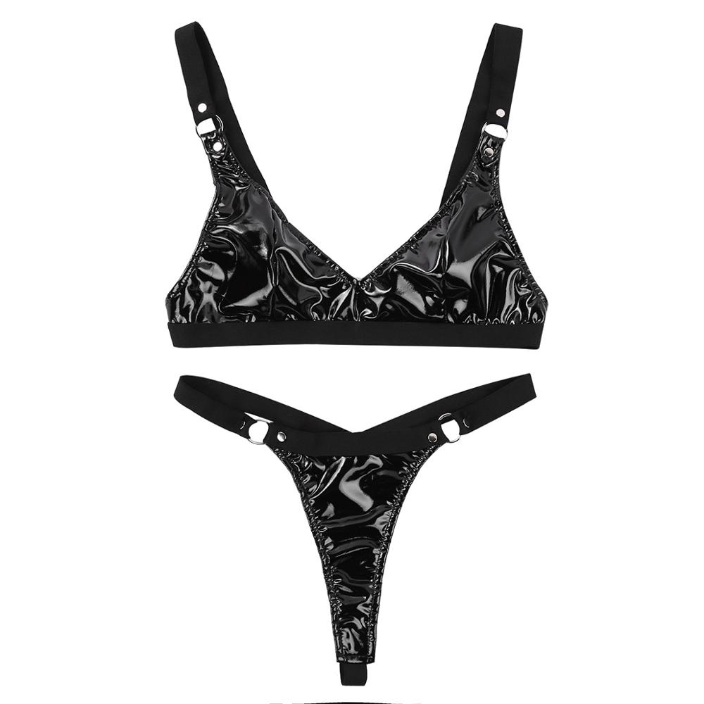 PVC High-Gloss Patent Leather Bikini Set