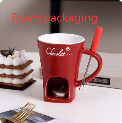 Fondue Mug Set Personal Mini Fondue Pots Chocolate Cheese Ice Cream Fondue Maker Kit Individual Butter Melter Cup Small Warmer Kitchen Gadgets