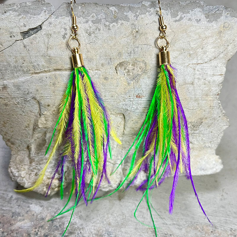 Fashion Feather Metal Mesh Earrings