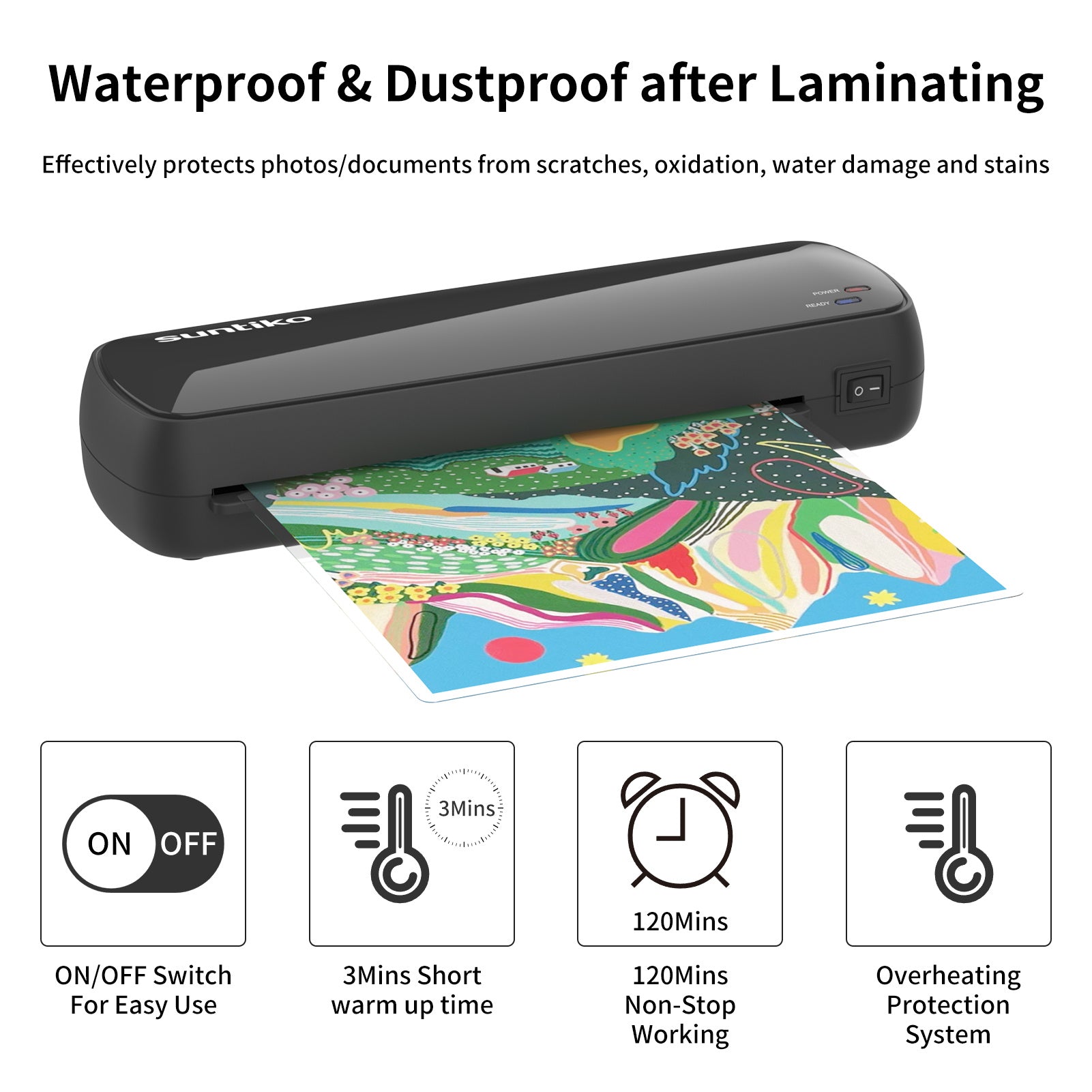 Sunitko Laminator Machine,It Has Quick Warm Up, Fast Laminating Documentation And Photos, Increases Their Long Term Color Preservation. Suitable For Family, Office And School,A4.A5.A6 Size