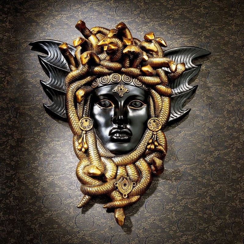Medusa Greek Snake Head Wall Plaque Resin Wall Sculpture Home Decorations