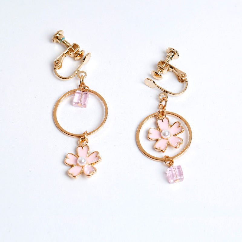 New Fashion Temperament Crystal Cherry Blossom Earrings