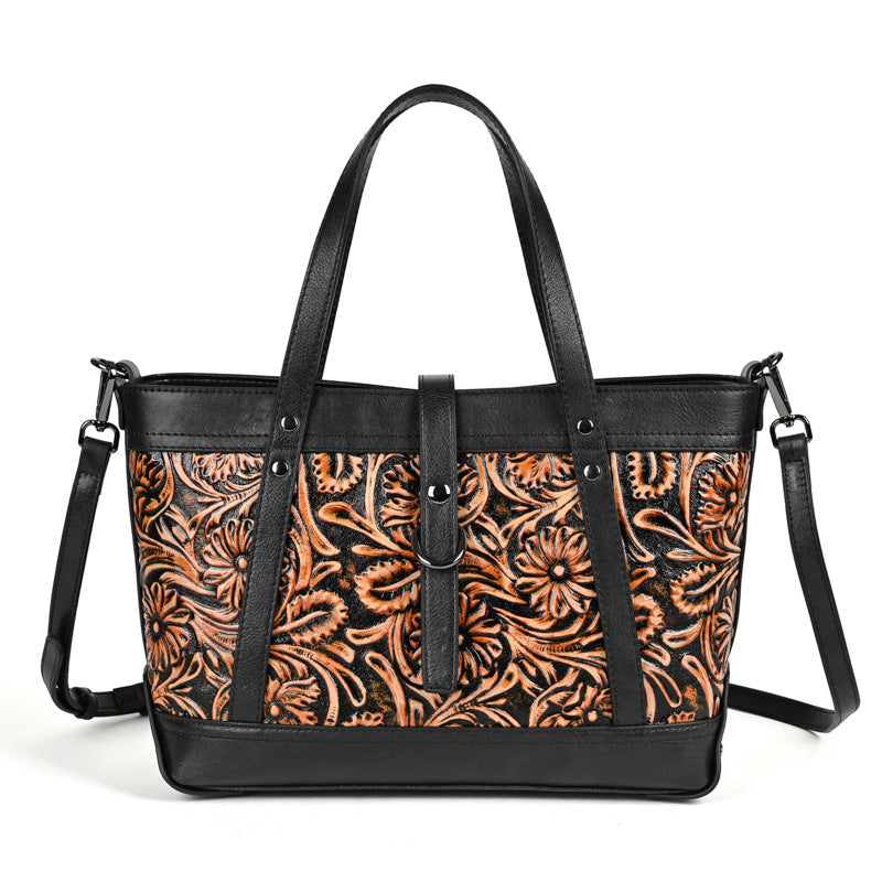 First Layer Cowhide Skeleton-Skin Hand Carved Bag