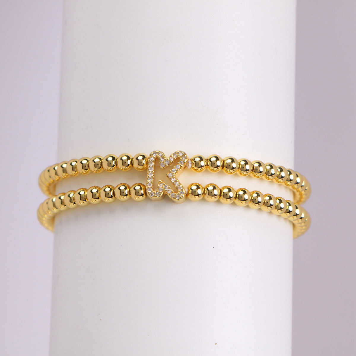 Copper-Plated 18k Gold Zircon Bead Bracelet