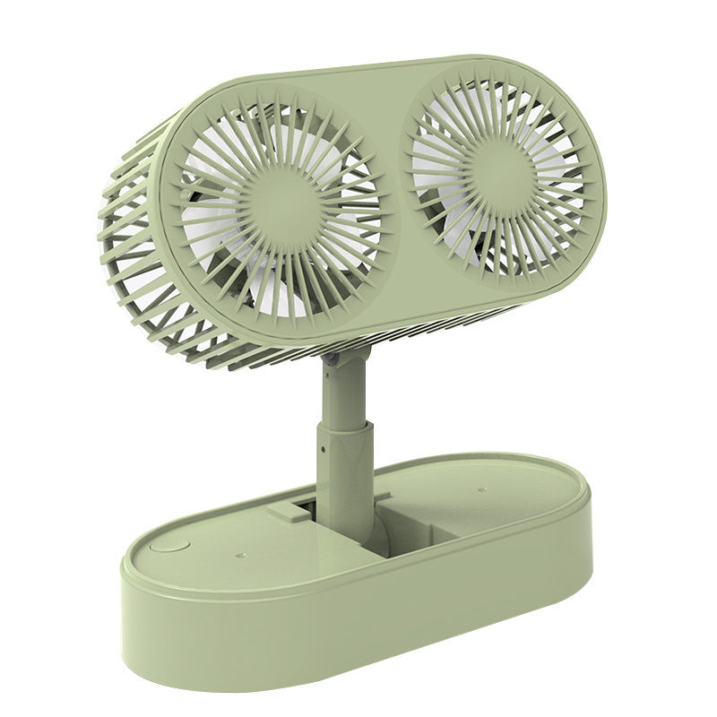 Mini Usb Charging Portable Telescopic Folding Desktop Dual Head Small Fan