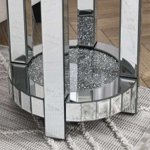 Crystal Inlaid Mirror Round Table
