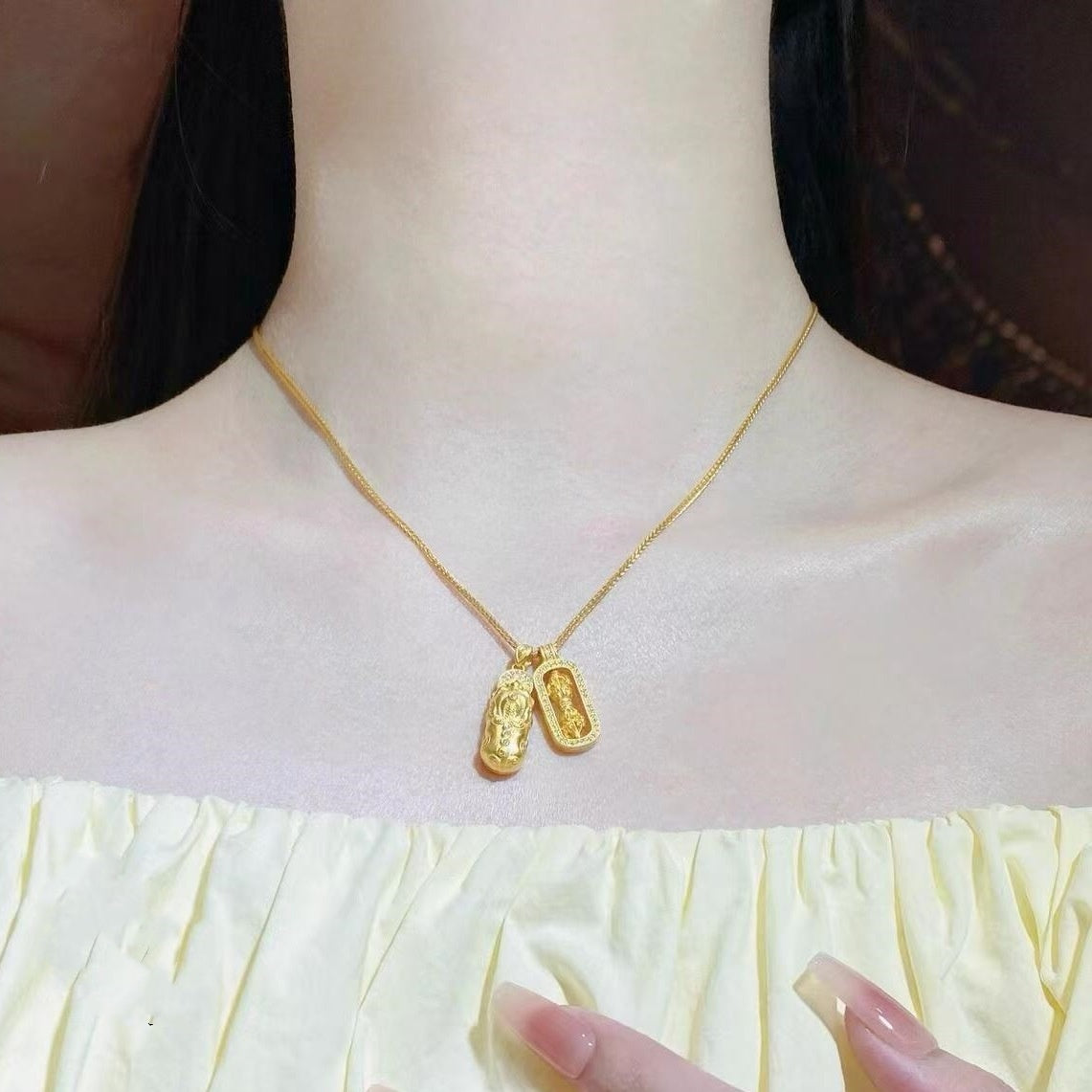 Gold Plating Copper Necklace Women's Clothing Vajra Diamond Pendant Necklace