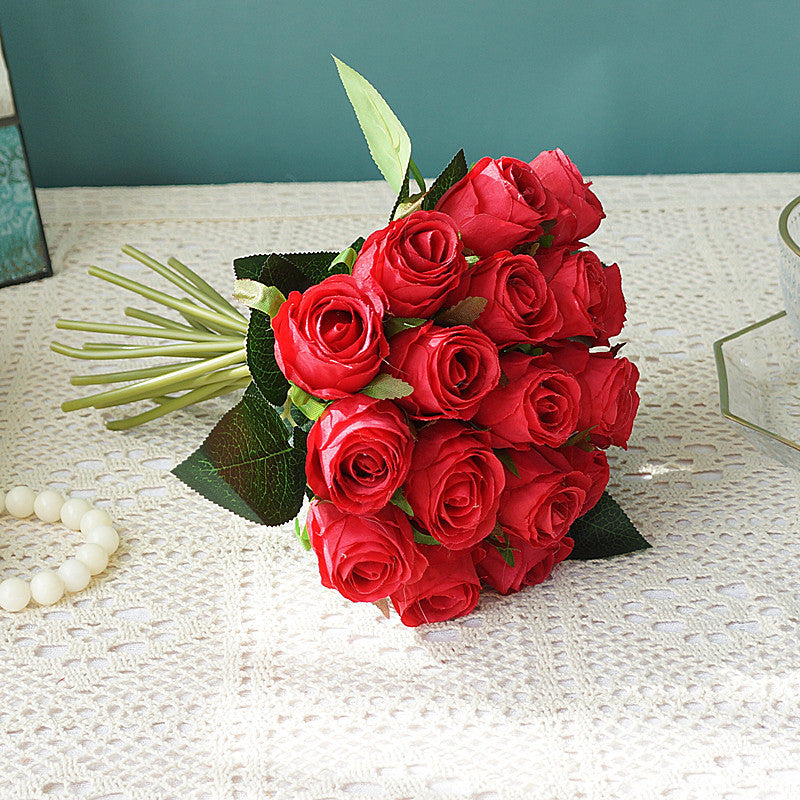 Wedding Rose 18 Head Bridal Bouquet Simulation