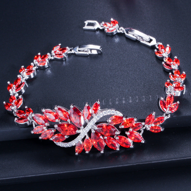 Ice Flowers European And American Elegant Zircon Bracelet Full Diamond Inlaid Ornament Multi-color