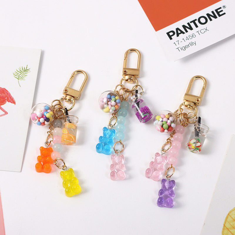 Rainbow Gummy Bears Soft Shell Headphones Protective Cover Pendant Keychain