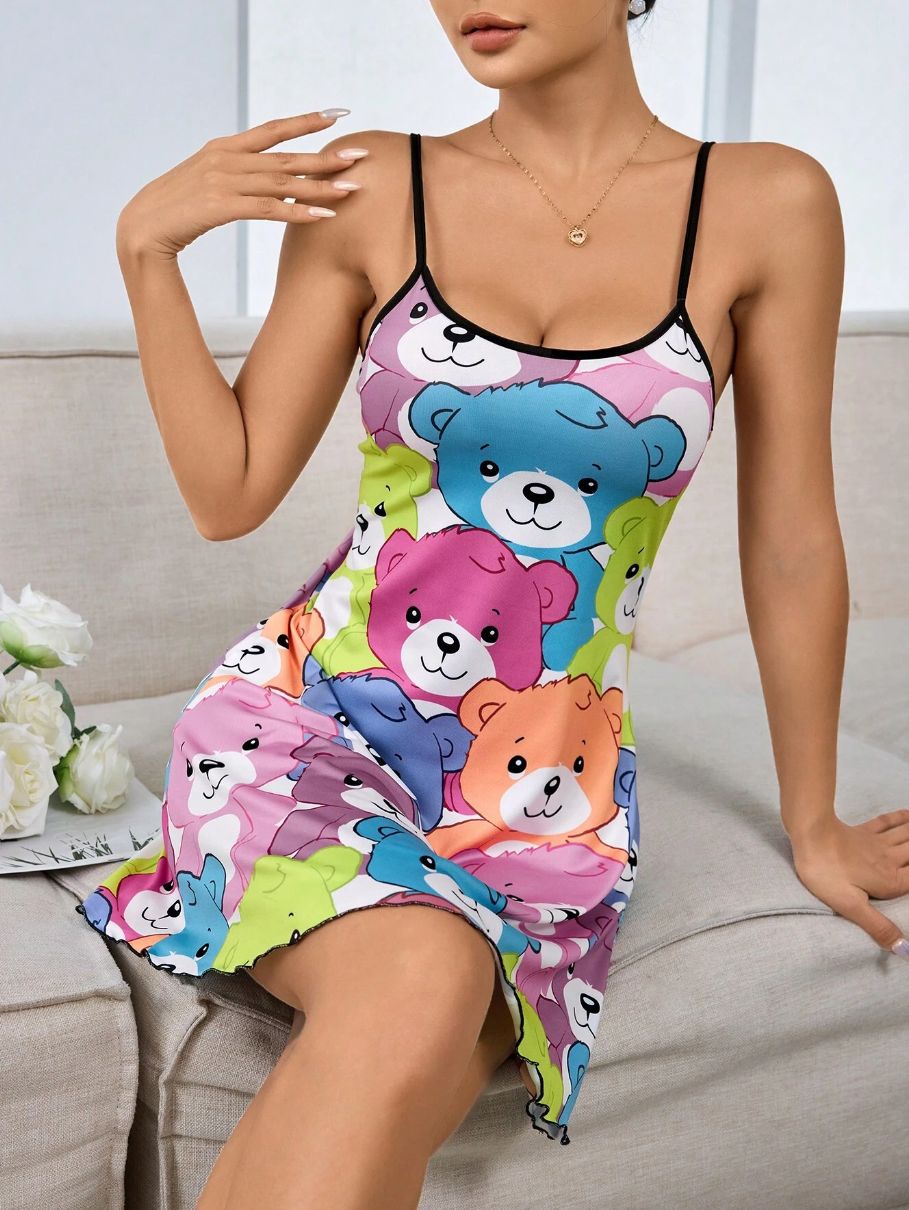 Women's Cat Printing Slip Nightdress