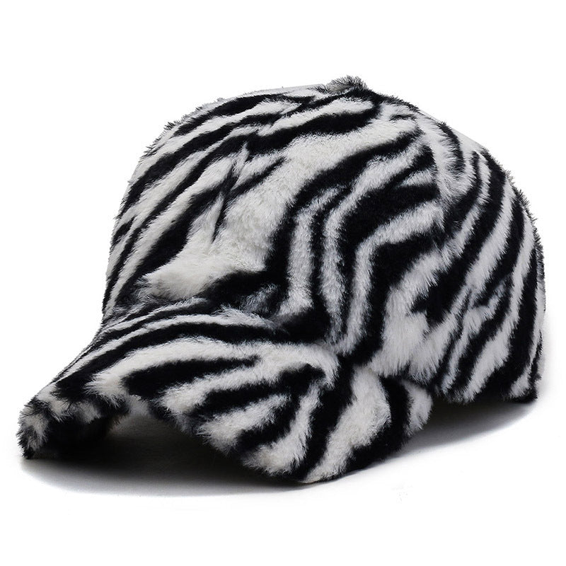 Fashion Leopard Fleece Baseball All-Matching Peaked Cap
