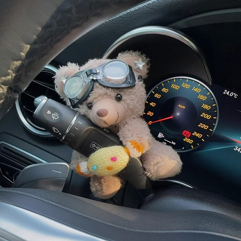 Creative Plush Teddy Bear Cartoon Doll For Car Gear Shift And Windshield Wipers