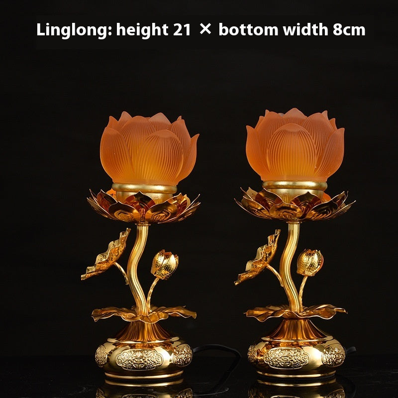 Colorful Crystal Lotus Buddha Hand Plug-in Buddha Worshiping Lamp