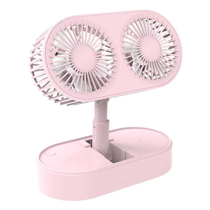 Mini Usb Charging Portable Telescopic Folding Desktop Dual Head Small Fan