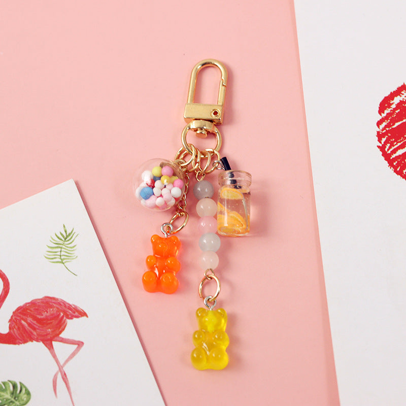 Rainbow Gummy Bears Soft Shell Headphones Protective Cover Pendant Keychain