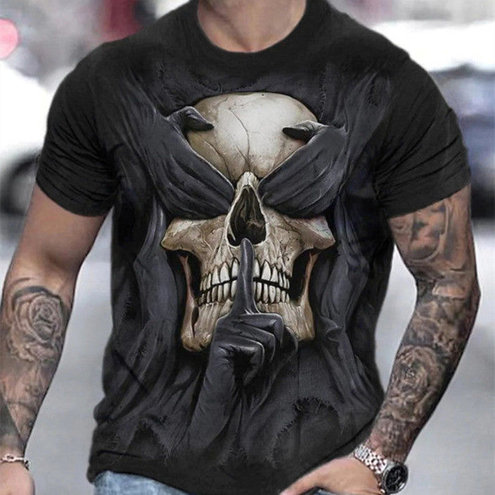 Men's Fashion Print Skull Pattern Short Sleeve