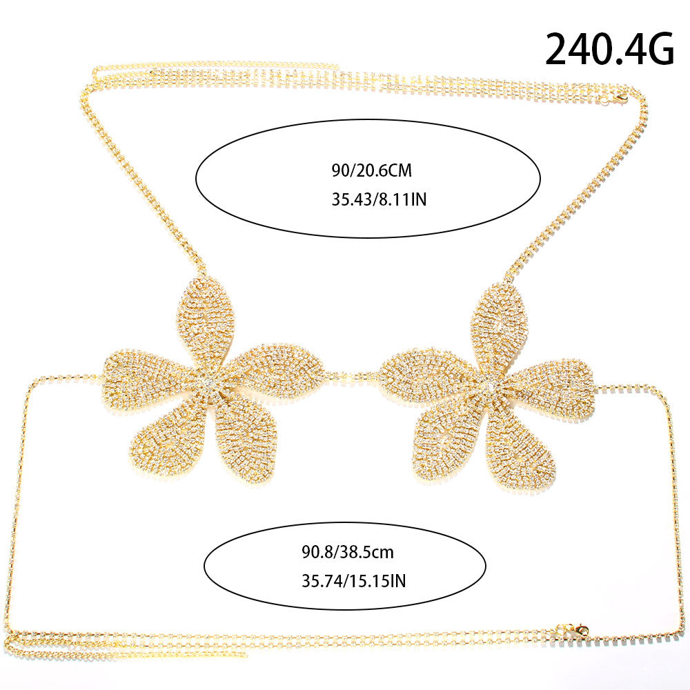 Bikini Pattern Bra European And American Sexy Rhinestone Body Chains Accessories