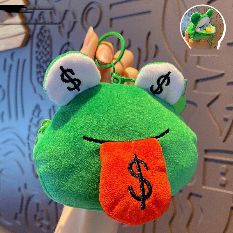 Creative Cartoon Plush Money Frog Coin Purse Keychain
