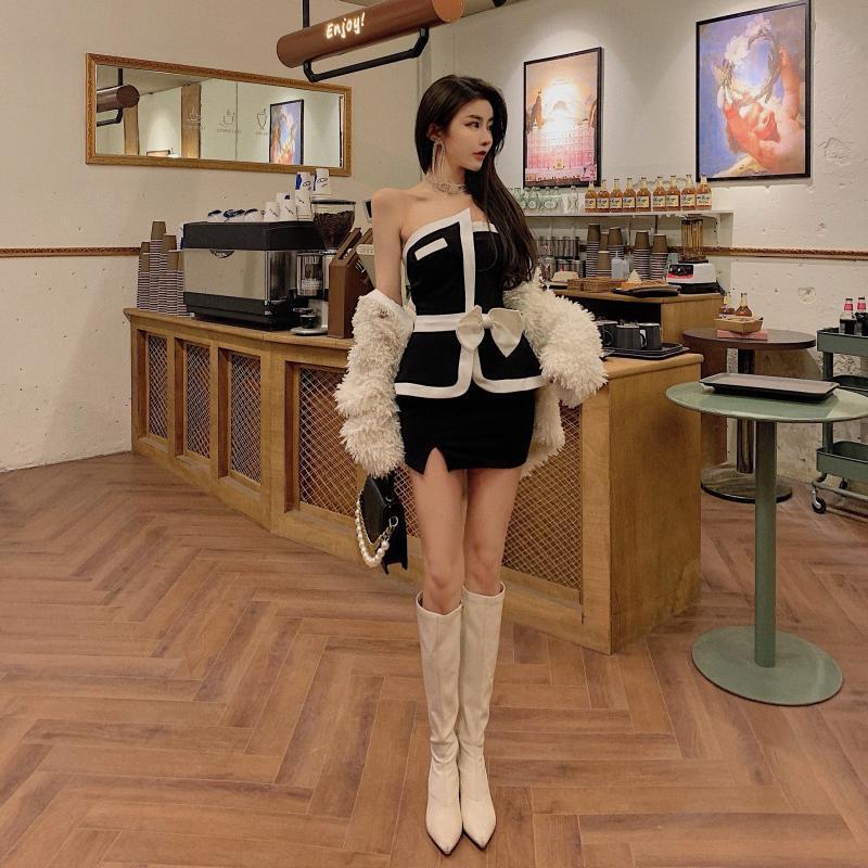 Popular Bow Asymmetrical Personality Tube Top Vest
