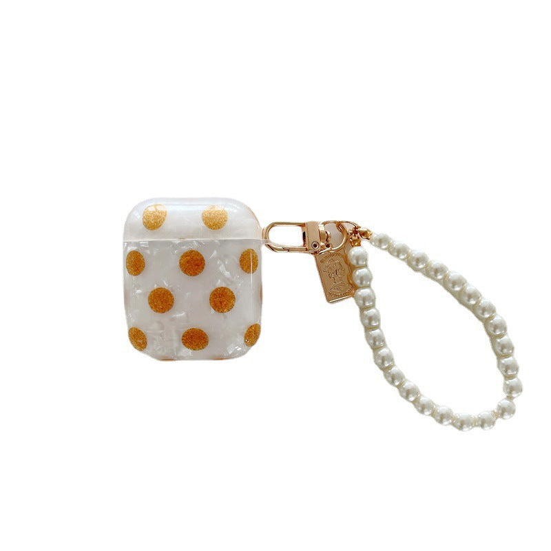 Compatible with Apple, Wave Dot Shell Pattern Bluetooth Earphone Protective Cover Soft Shell Chain