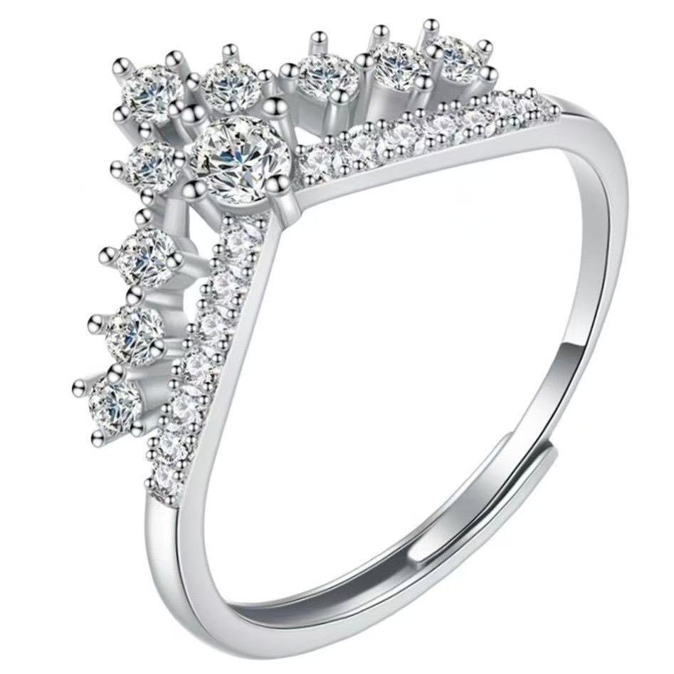 Elegant 1 Carat Six-Prong Wedding Ring Light Luxury Adjustable Couple Ring For Women