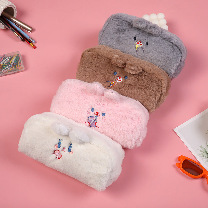 Ins Japanese High-value Plush Bear Pen Bag Korean