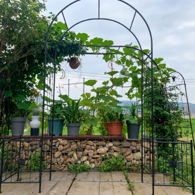 Garden Arch Arbor Trellis For Climbing Plants, Durable Metal Garden Arch Outdoor Wedding Arch, For Wedding Ceremony Party Plant Climbing Rose Vines Lawn Courtyard Patio Black, 7.15ft