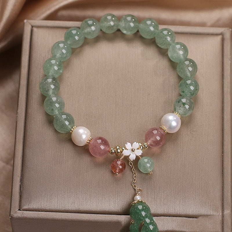 Natural Green Strawberry Quartz Bracelet