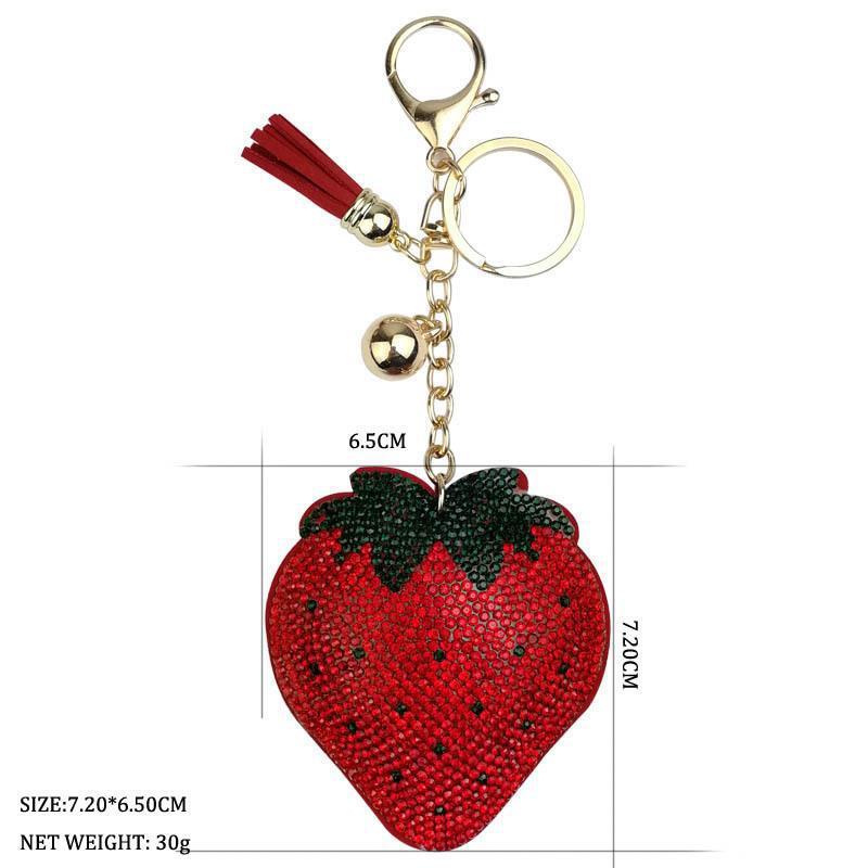 Rhinestone Creative Fashion Ornaments Strawberry Keychain