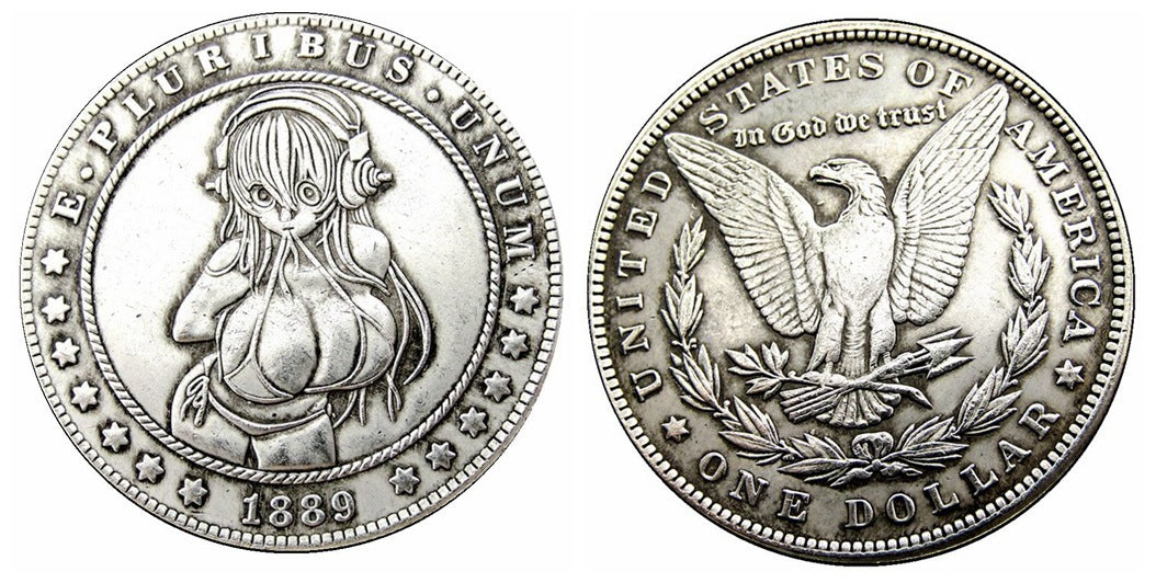 38MM Antique Silver Dollar Morgan Tramp Coin