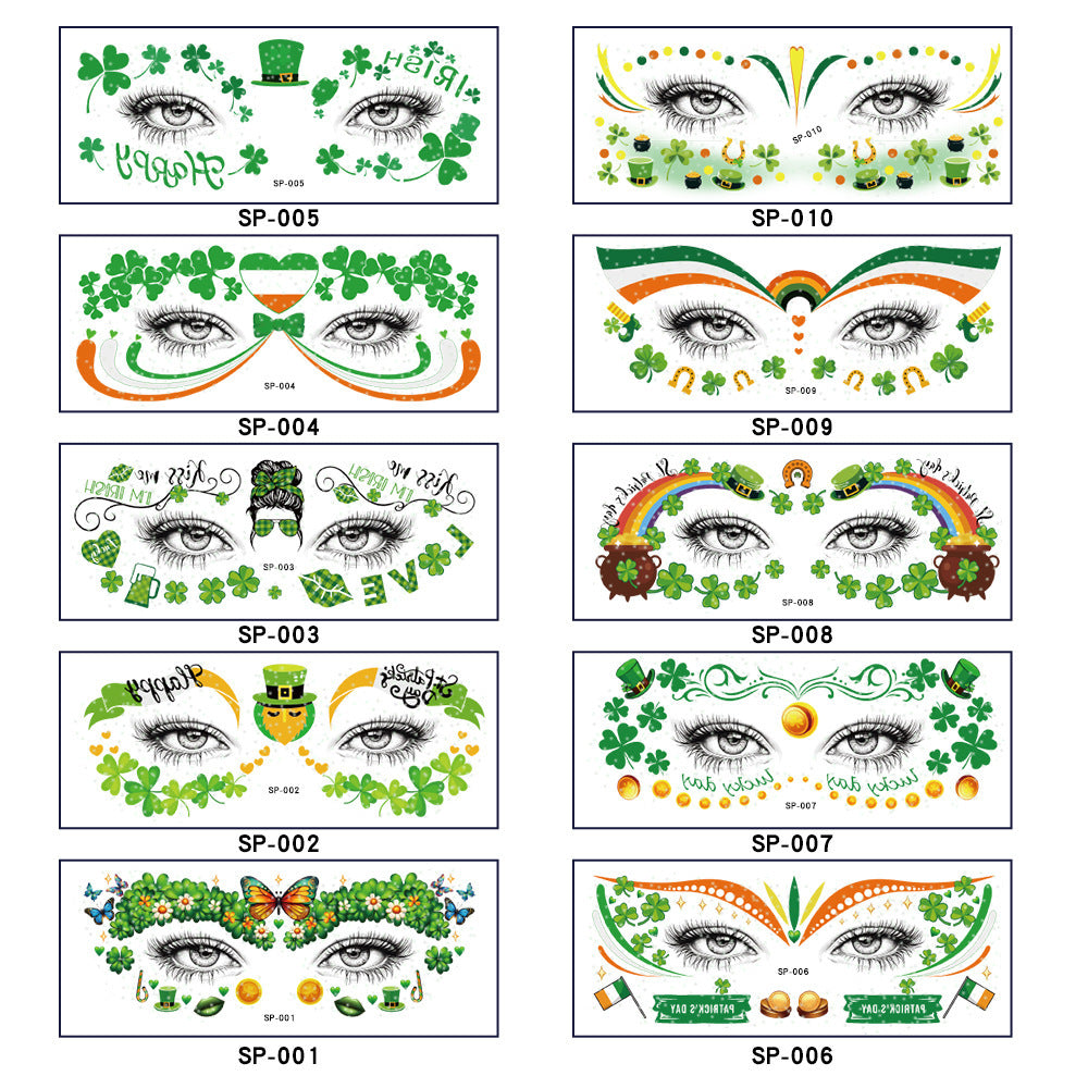 Irish Glitter Tattoo Sticker St Patrick Holiday Party