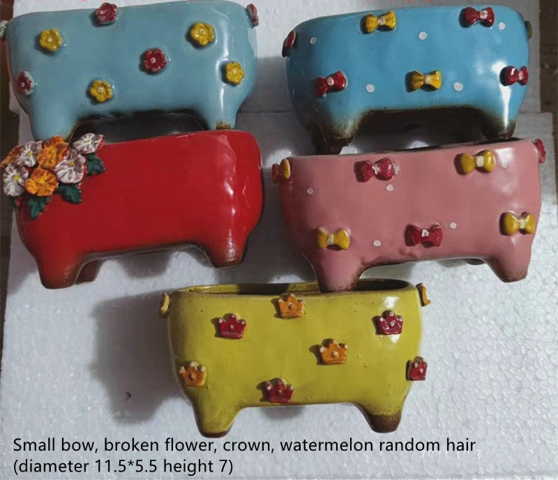 Strawberry Stoneware Succulent Plant Pot