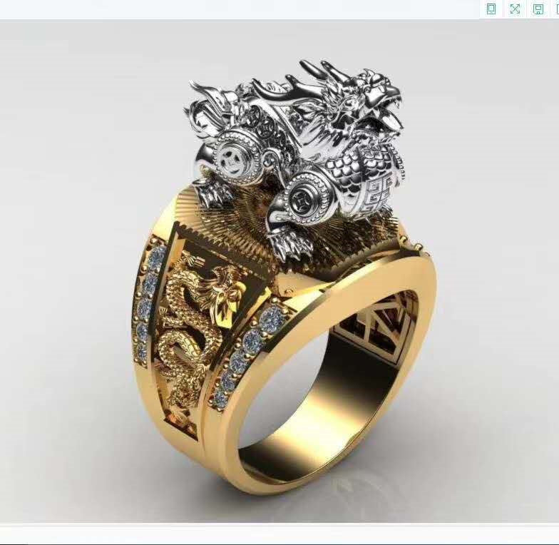 Domineering Pattern KIRIN Carved Pattern Men's Ring