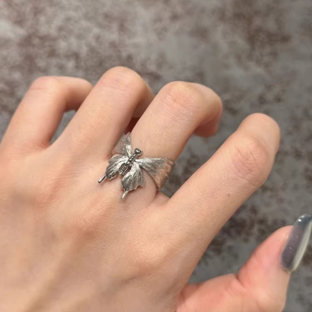 Antique Zircon Brushed Ring Female Retro Minority